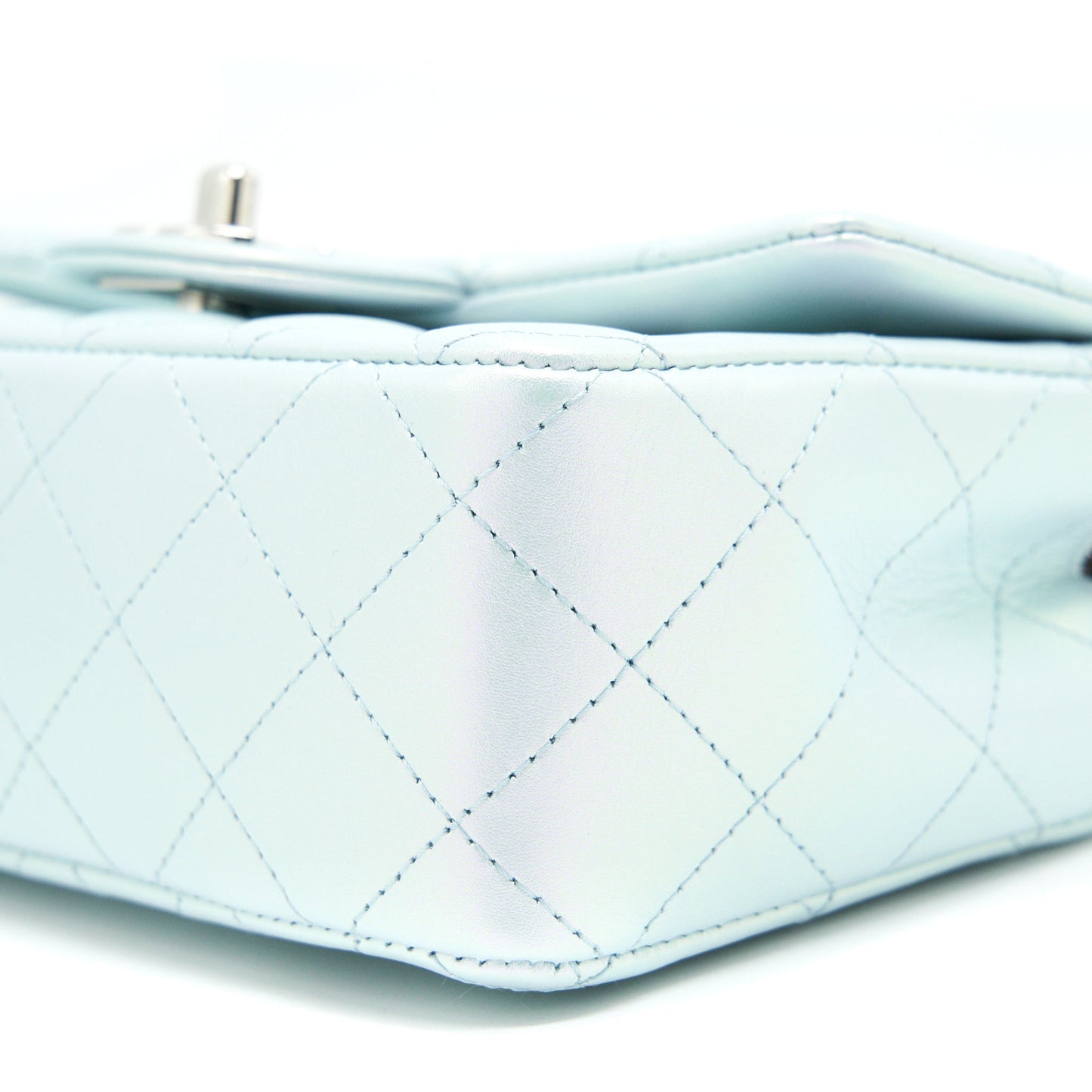 Chanel 21K Iridescent Baby Blue Mini Rectangular SHW