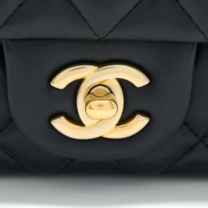 Chanel Mini Rectangular Flap Bag Lambskin Black GHW
