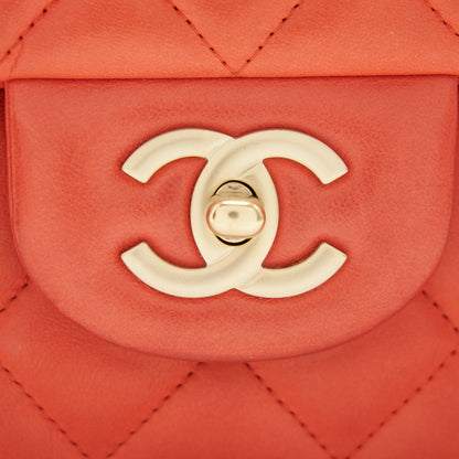 CHANEL CLASSIC SINGLE FLAP JUMBO BAG ORANGE LAMBSKIN GHW