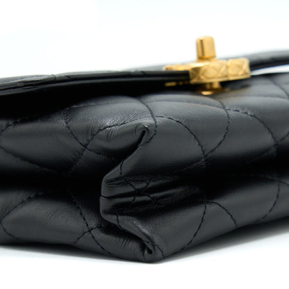 Chanel 22S Seasonal Flap Bag Calfskin Black Brushed GHW