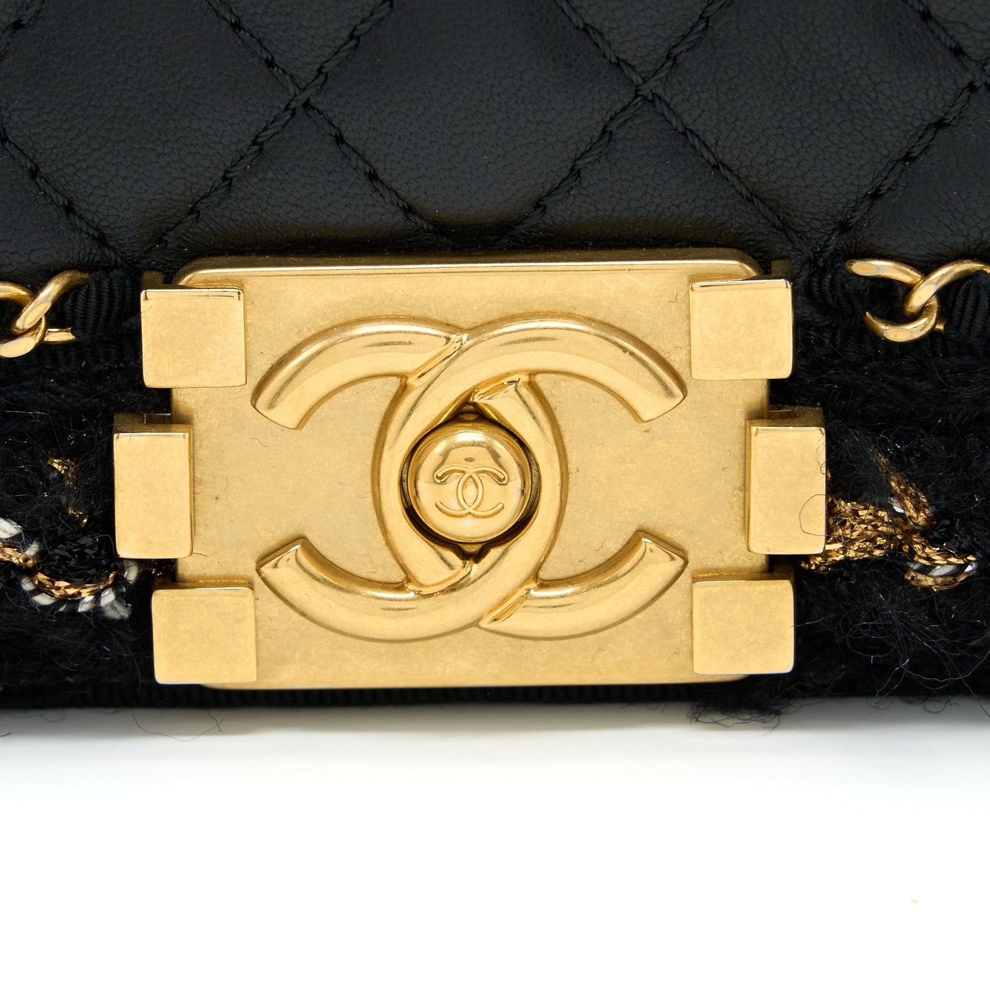 Chanel Small Jacket Boy Bag Lambskin/Tweed Black GHW