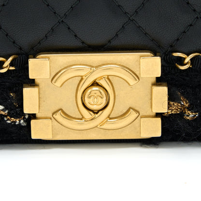 Chanel Small Jacket Boy Bag Lambskin/Tweed Black GHW