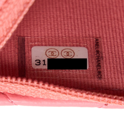 Chanel 22P Seasonal Mini Square Wallet On Chain Lambskin Pink GHW