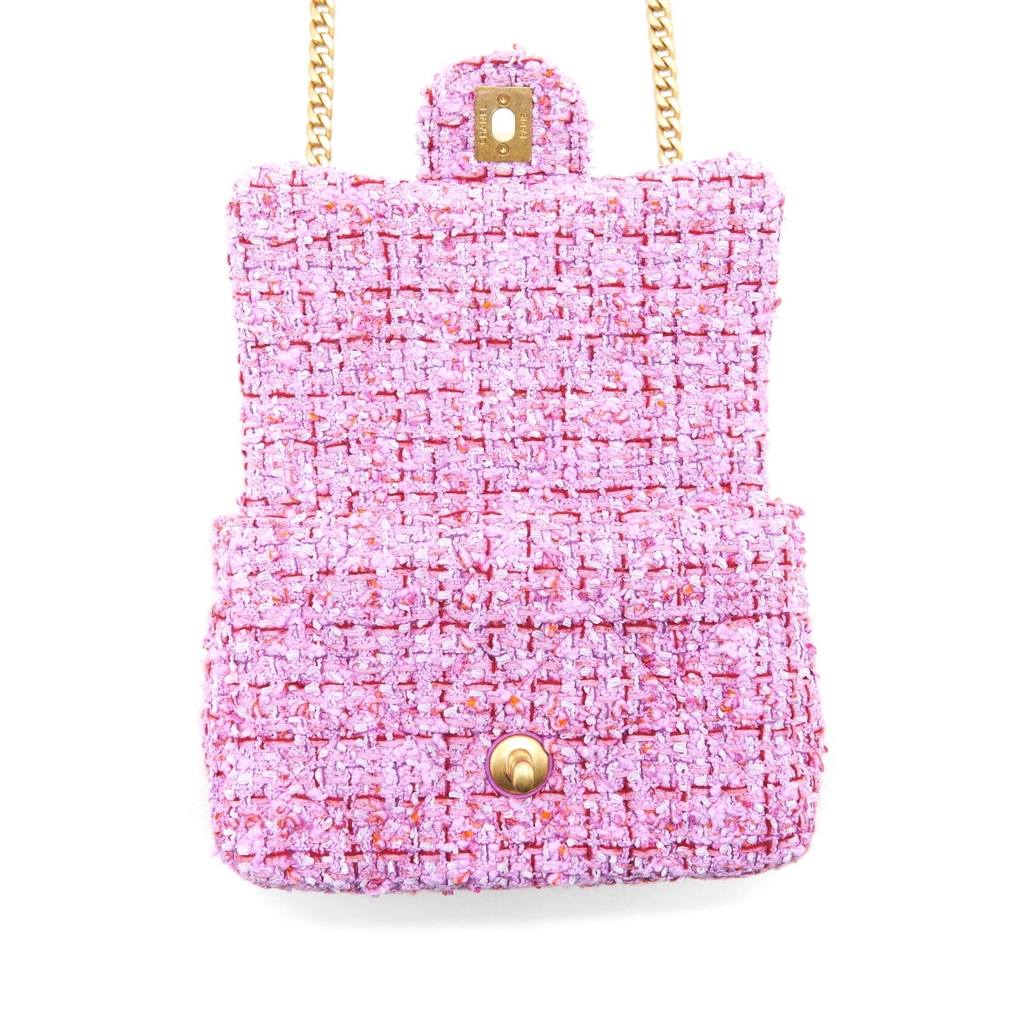 Chanel 22P Square Flap Bag Tweed Pink With Pink hardware