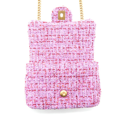 Chanel 22P Square Flap Bag Tweed Pink With Pink hardware