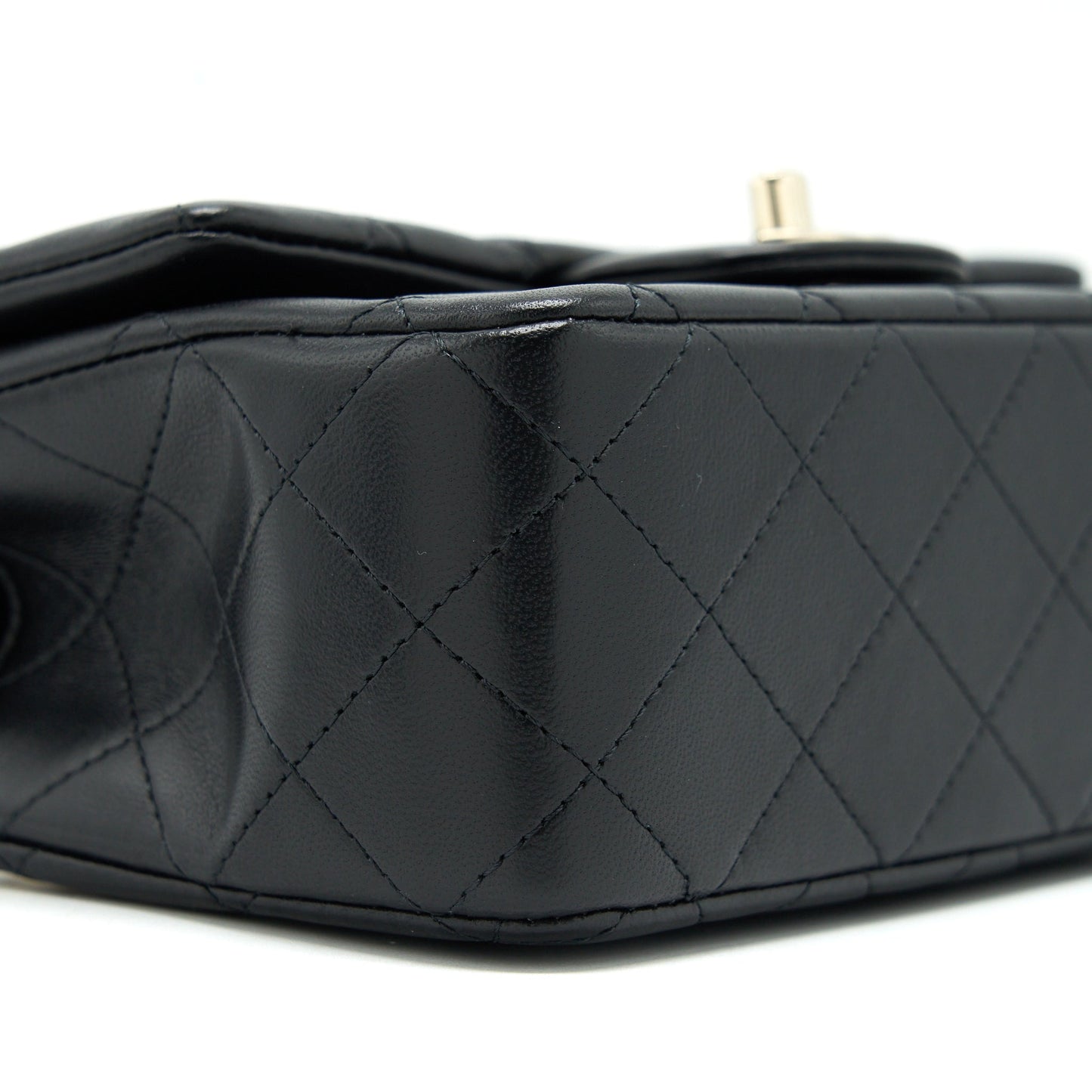 Chanel 22P Top Handle Mini Rectangular Flap Bag Lambskin Black LGHW