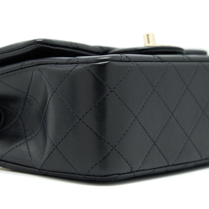 Chanel 22P Top Handle Mini Rectangular Flap Bag Lambskin Black LGHW