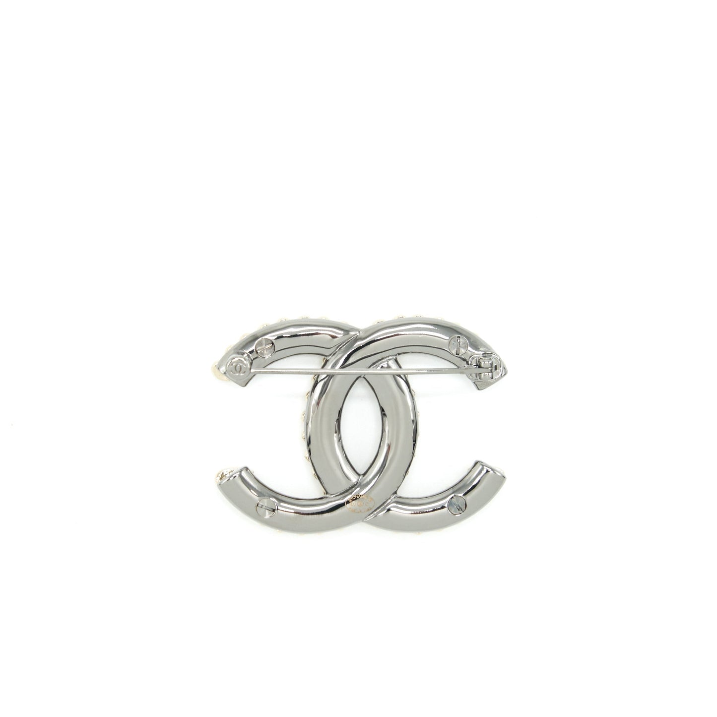 Chanel CC logo mini hearts brooch lghw