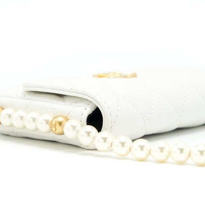 Chanel Pearl Crush Mini Crossbody Bag Lambskin White GHW