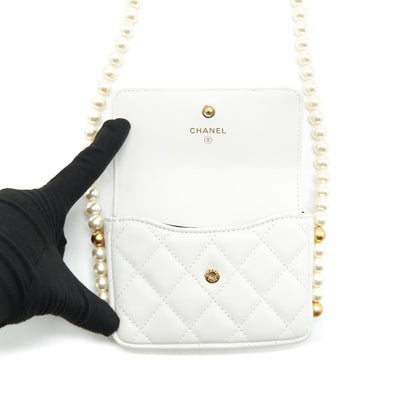 Chanel Pearl Crush Mini Crossbody Bag Lambskin White GHW