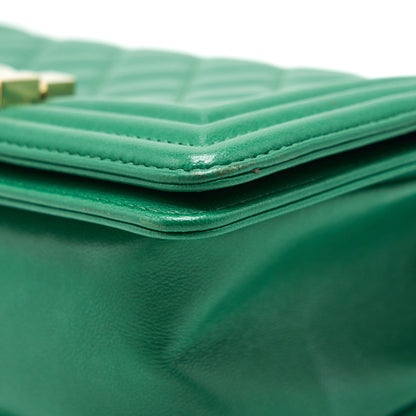 Chanel Small Boy Bag Lambskin Green LGHW
