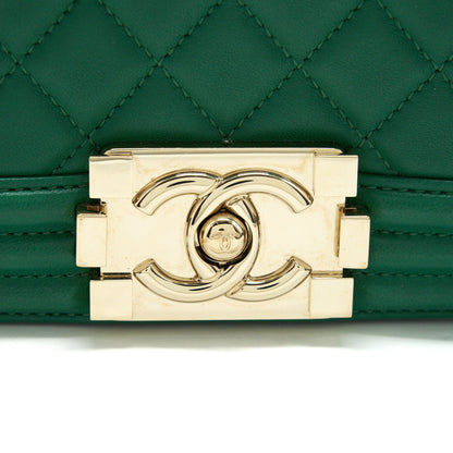 Chanel Small Boy Bag Lambskin Green LGHW
