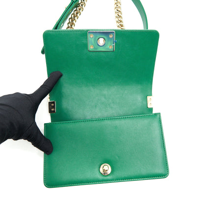 Chanel Small Boy Bag Lambskin Green LGHW