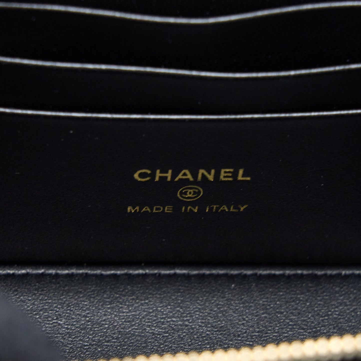 Chanel 22k Leather Chain Top Handle Long Vanity Case Lambskin Black Brushed GHW