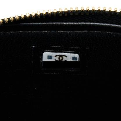 Chanel 22k Leather Chain Top Handle Long Vanity Case Lambskin Black Brushed GHW