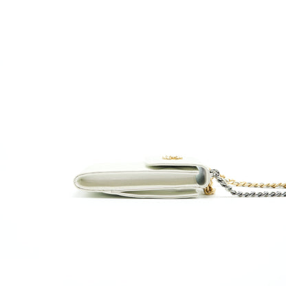 Chanel 19 Phone case with Chain iridescent White