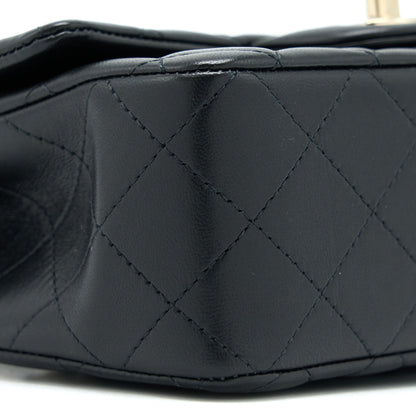 Chanel Top Handle Mini Rectangular Lambskin Black LGHW (Microchip)