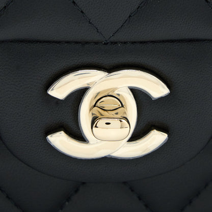 Chanel Top Handle Mini Rectangular Lambskin Black LGHW (Microchip)