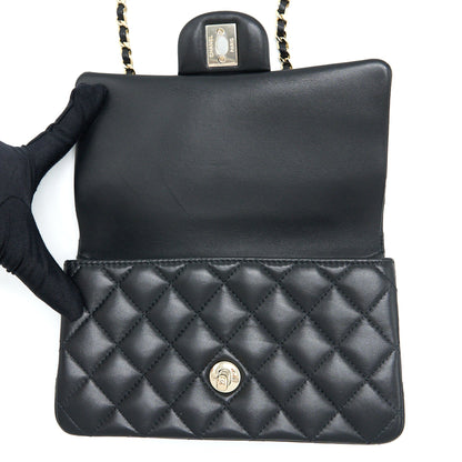 Chanel Top Handle Mini Rectangular Lambskin Black LGHW (Microchip)