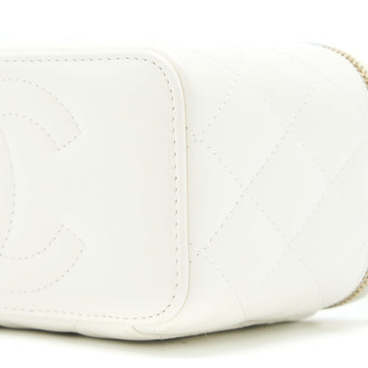 Chanel Pearl Crush Long Vanity Case Lambskin White Brushed GHW