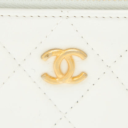 Chanel Pearl Crush Long Vanity Case Lambskin White Brushed GHW