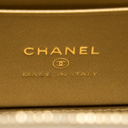 Chanel Pearl Crush Long Vanity Case Lambskin White Brushed GHW
