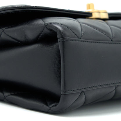 Chanel 22S Letter/Crystal Handle Flap Bag Lambskin Black Brushed GHW(Microchip)