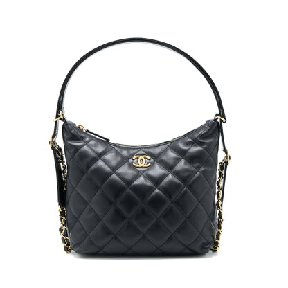 Chanel 22B Hobo Bag Lambskin Black GHW(Microchip)