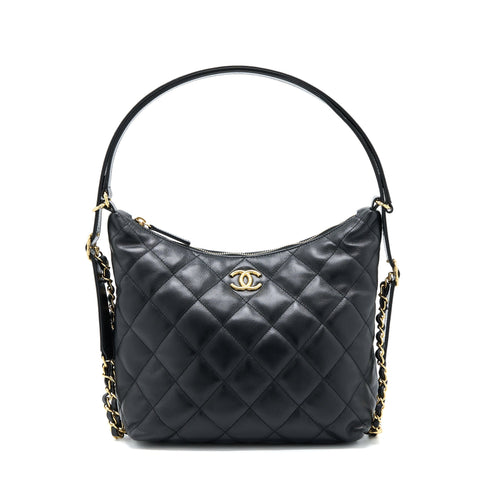 Chanel 22B Hobo Bag Lambskin Black GHW(Microchip)