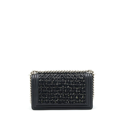 Chanel Boy Medium Tweed/Lambskin Black SHW