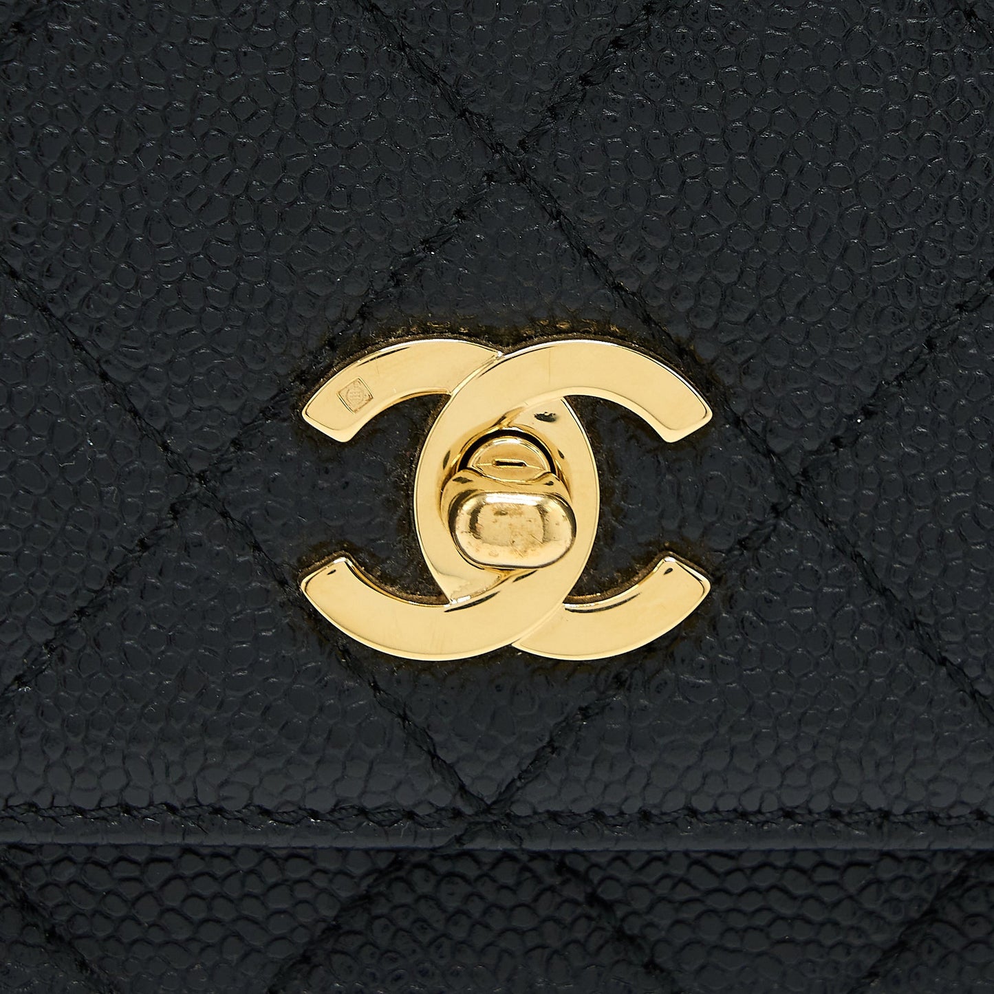 Chanel Vintage Top Handle Flap Bag Caviar Black GHW