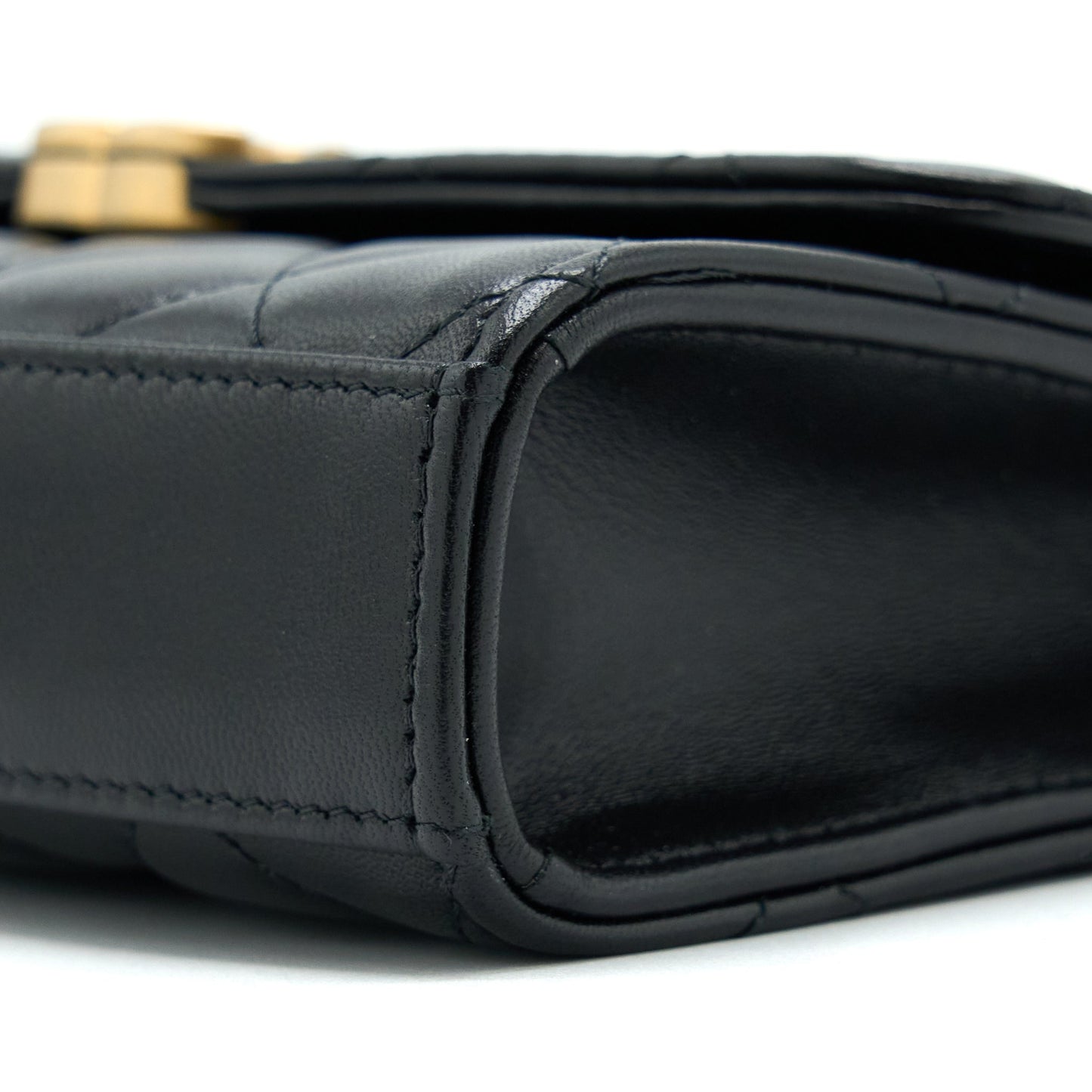 Chanel 22B Flap Bag With Enamel/CC Logo Top Handle Lambskin Black Brushed GHW