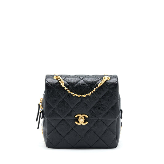 Chanel 22P Flap Backpack Caviar Black GHW (Microchip)