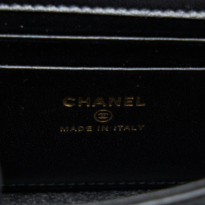 Chanel 22B Flap Bag With Enamel/CC Logo Top Handle Lambskin Black Brushed GHW