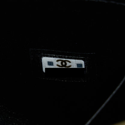 Chanel 22B Flap Bag With Enamel/CC Logo Top Handle Lambskin Black Brushed GHW