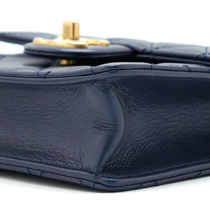 Chanel Vertical Pearl Flap Bag Lambskin Dark Blue GHW