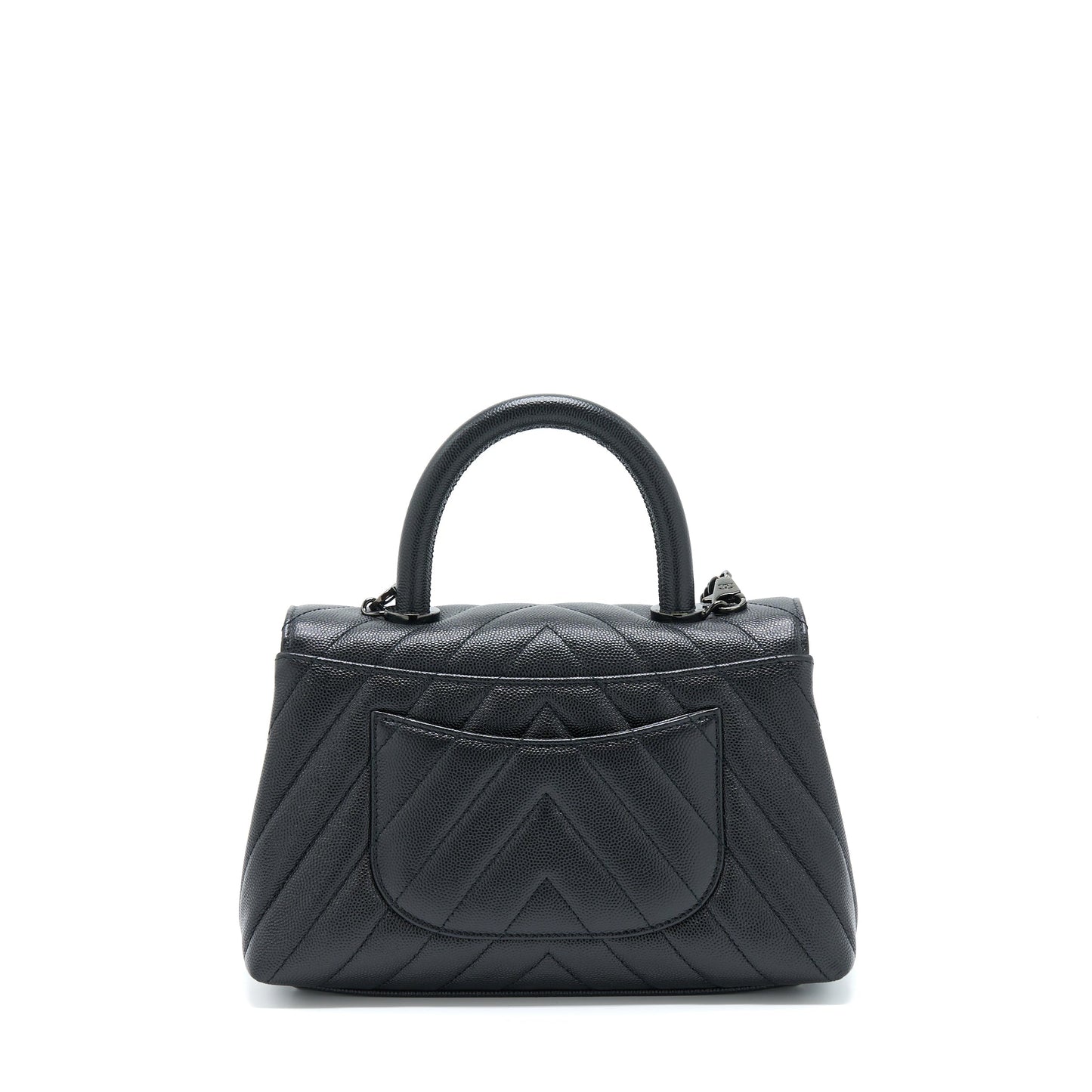 Chanel Small Coco Handle Chevron Caviar So Black