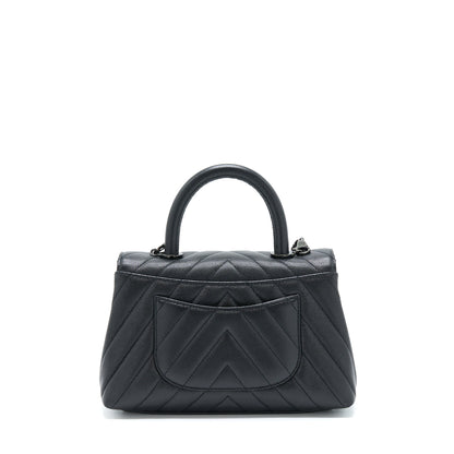 Chanel Small Coco Handle Chevron Caviar So Black