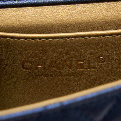 Chanel Vertical Pearl Flap Bag Lambskin Dark Blue GHW