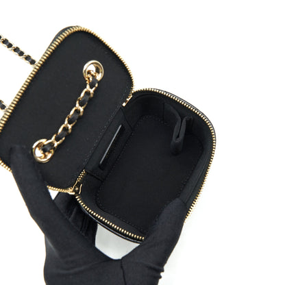 Chanel Mini Vanity With Camellia Chain Lambskin Black LGHW