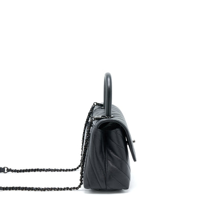 Chanel Small Coco Handle Chevron Caviar So Black
