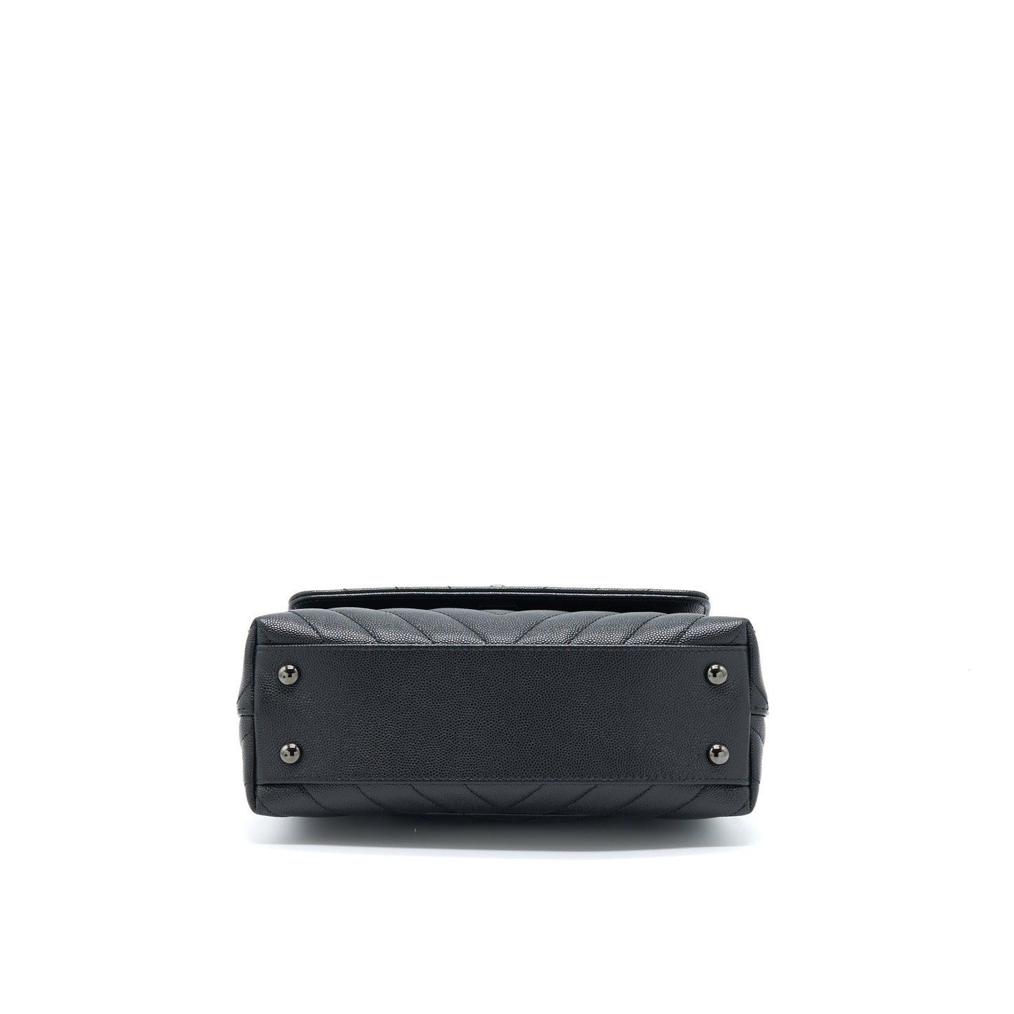 Chanel Small Coco Handle Chevron Caviar So Black