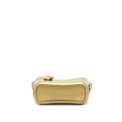 Chanel Small Gabrielle Hobo Bag Crocodile Embossed Calfskin Gold Multicolour Hardware