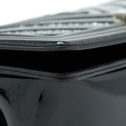 Chanel Medium Boy Bag Chevron Limited Patent Black SHW