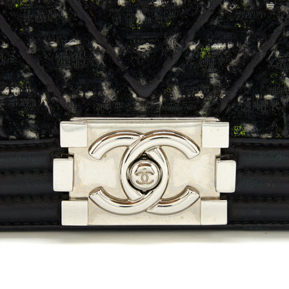 Chanel Boy Medium Tweed/Lambskin Black SHW