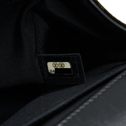Chanel Medium Boy Bag Chevron Limited Patent Black SHW
