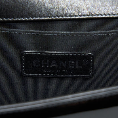 Chanel Medium Boy Bag Chevron Limited Patent Black SHW