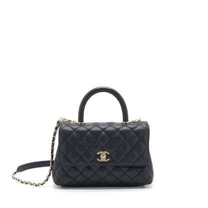 Chanel 22P Small Coco Handle Caviar Black LGHW (Microchip)