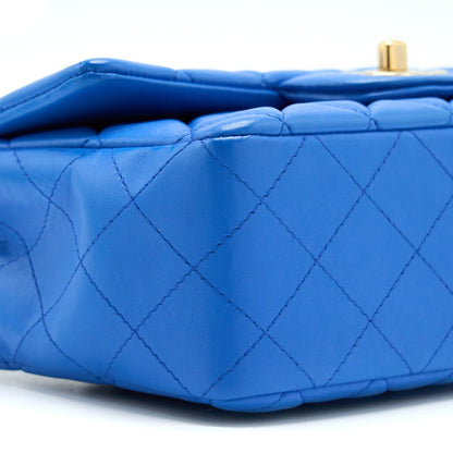 Chanel Mini Rectangular Flap Bag Lambskin Blue LGHW