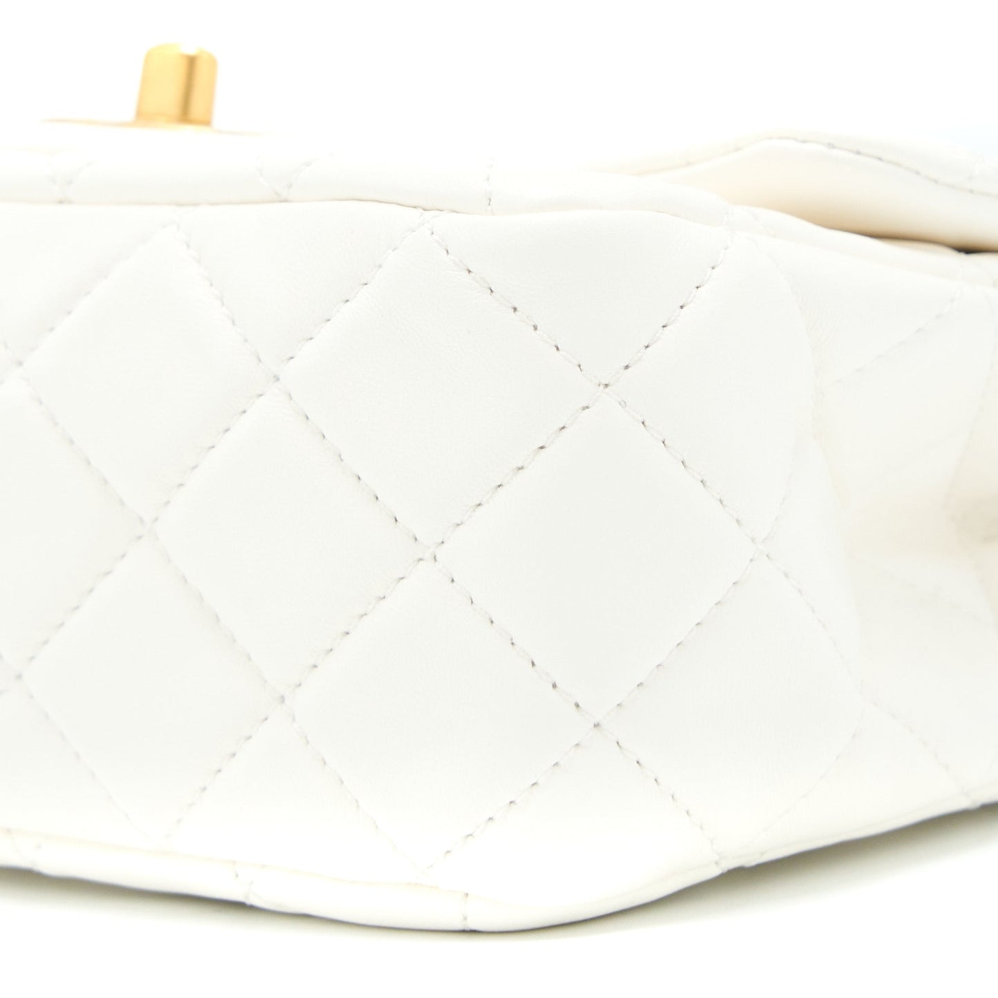 Chanel Pearl Crush Mini Square Lambskin White Brushed GHW (Microchip)